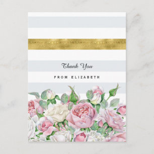 Carte Postale Roses Roses Roses Roses Élégantes Avec Merci Bande