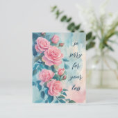 Carte Postale Roses roses SINCÈRES CONDOLÉANCES PERSONNALISÉES (Debout devant)