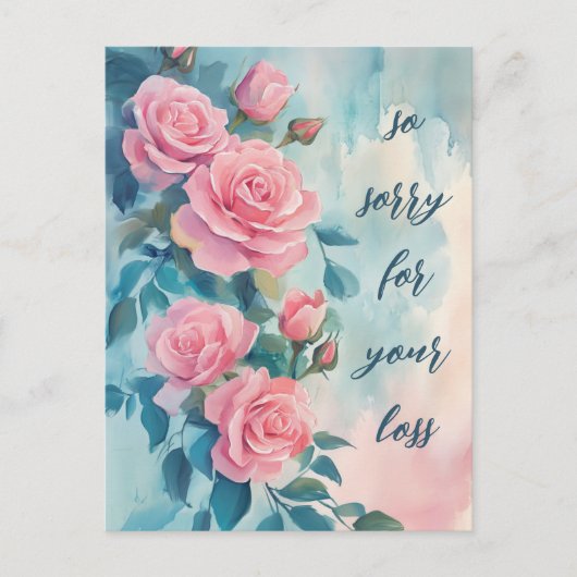 Carte Postale Roses roses SINCÈRES CONDOLÉANCES PERSONNALISÉES (Devant)