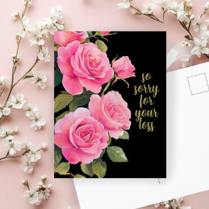 Carte Postale Roses roses SORRY FOR LOSS CONDOLÉANCES PERSONNALI