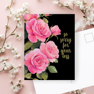 Carte Postale Roses roses SORRY FOR LOSS CONDOLÉANCES PERSONNALI