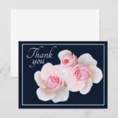 Carte Postale Roses roses sur fond bleu marine Merci (Devant / Derrière)