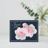 Carte Postale Roses roses sur fond marine Merci (Debout devant)