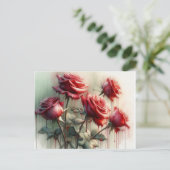 Carte Postale Roses Rouges, (Debout devant)