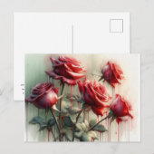 Carte Postale Roses Rouges, (Devant / Derrière)