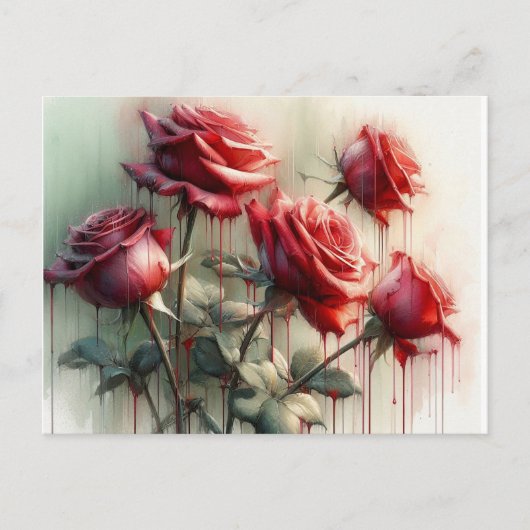 Carte Postale Roses Rouges, (Devant)
