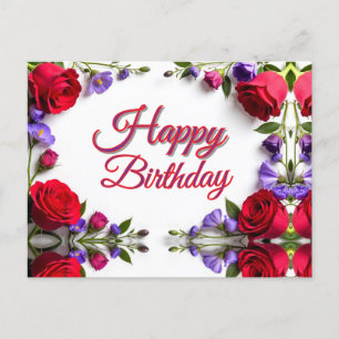 Carte Postale Roses Rouges Anniversaire 