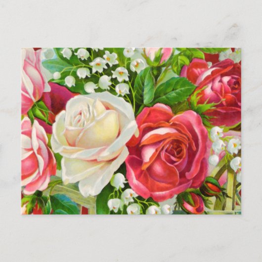 Carte Postale Roses rouges Bouquet Aquarelle (Devant)