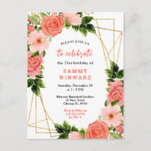 Carte Postale Roses rouges coralliennes avec feuillage fête d'an (Devant)