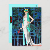 CARTE POSTALE ROSES ROUGES DANS LA NUIT (Devant / Derrière)