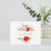 Carte Postale Roses Rouges d'Hiver & Feuillage Faire-Part de Mar (Debout devant)