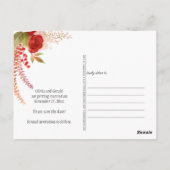 Carte Postale Roses Rouges D'Hiver & Feuillage Save The Date (Dos)
