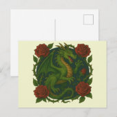 Carte Postale Roses rouges dragon vert (Devant / Derrière)