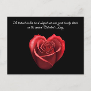 Carte Postale Roses rouges en forme de coeur Valentines-