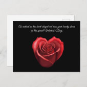 Carte Postale Roses rouges en forme de coeur Valentines- (Devant / Derrière)
