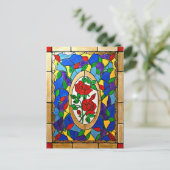 Carte Postale Roses rouges en verre tendu (Debout devant)