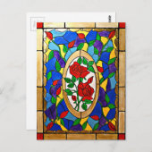 Carte Postale Roses rouges en verre tendu (Devant / Derrière)