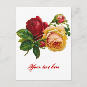 Carte Postale Roses rouges et jaunes