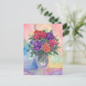 Carte Postale Roses rouges et violets à Vase (Debout devant)