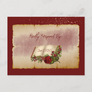 Carte Postale Roses rouges étincelants sur les pages de la Bible