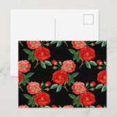 Carte Postale Roses Rouges, Fond Noir, (Devant / Derrière)