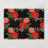Carte Postale Roses Rouges, Fond Noir, (Devant)