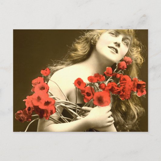 Carte Postale Roses rouges Merci Merci (Devant)