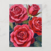 Carte Postale Roses rouges peinture florale (Devant)