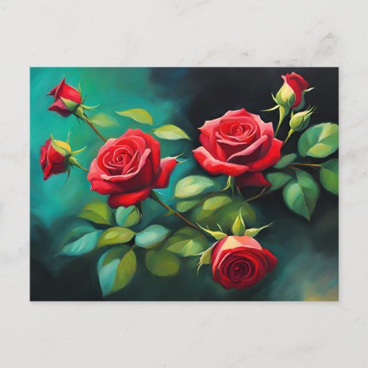 Carte Postale Roses rouges vibrantes (Devant)