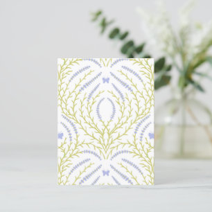 Carte Postale Roses sauvages et papillons /rose/vert pâle/jaune