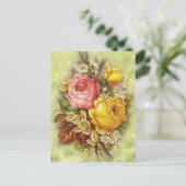 Carte Postale Roses vintages et Fleurs Blancs (Debout devant)
