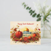 Carte Postale ✡️ Rosh Hashanah avec Dôme de Rock & Pomme (Debout devant)