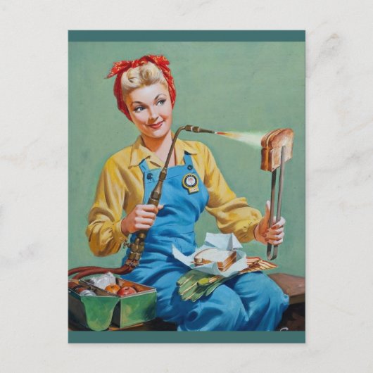 Carte Postale Rosie le Riveter fait du fromage rôti (Devant)