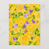 Carte Postale Rosier Jaune et Violettes Floral (Devant)