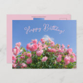 Carte Postale Rosier rose sous ciel bleu, personnalisé (Devant / Derrière)