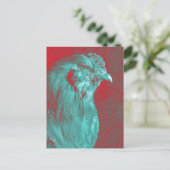 Carte postale Roster turquoise (Debout devant)