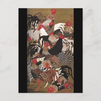 Carte Postale Rosters Jakuchu Art Japonais