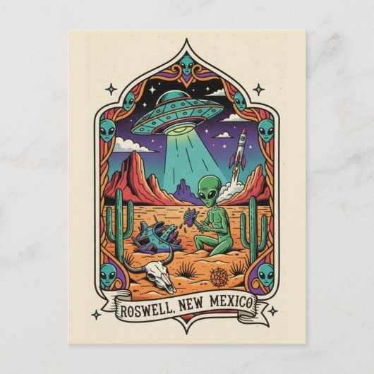 Carte Postale Roswell Nouveau-Mexique Alien (Devant)