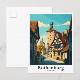 Carte Postale Rothenburg Allemagne Vintage voyage d'art
