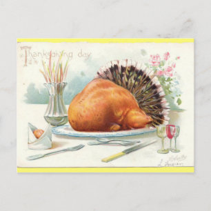 Carte Postale Rôti Turquie Vintage Canard Thanksgiving