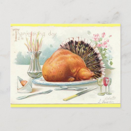 Carte Postale Rôti Turquie Vintage Canard Thanksgiving (Devant)