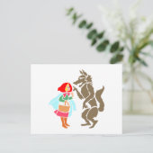 Carte Postale Rotkäppchen Wolf petite hotte rouge (Debout devant)