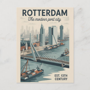 Carte Postale Rotterdam Pays-Bas Skyline Rétro Voyage
