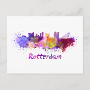 Carte Postale Rotterdam skyline in watercolor