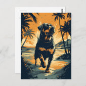 Carte Postale Rottweiler à la plage (Devant / Derrière)