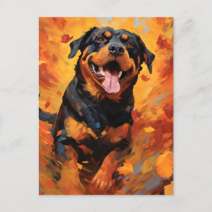 Carte Postale Rottweiler Automne Action de grâce 