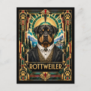 Carte Postale Rottweiler, Chien Art Déco