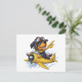 Carte Postale Rottweiler Dog Avion Pilote (Debout devant)