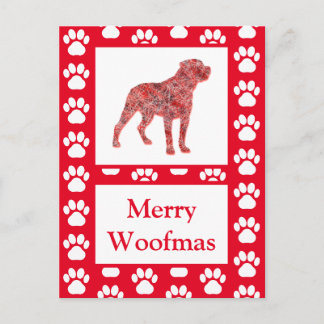 Carte Postale Rottweiler DogSilhouette ChienRotation RougeJoyeux
