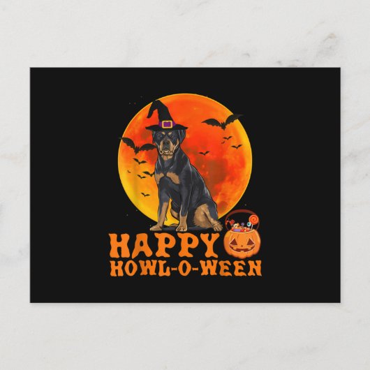 Carte Postale Rottweiler drôle Joyeux Halloween Chien Amateurs c (Devant)